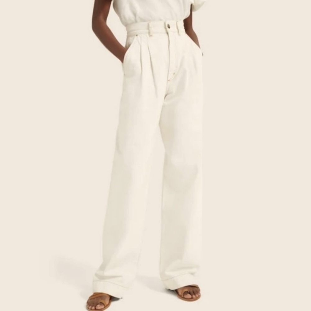 Goldsign pleated off-white denim pants size 27